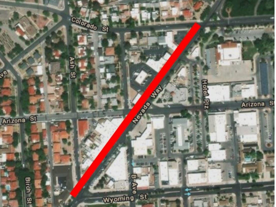 Nevada Way Reconstruction Area  map - 2025